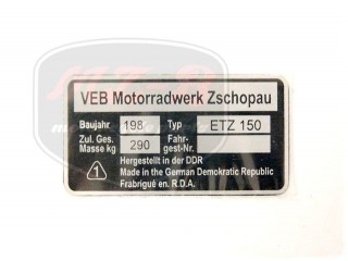 ETZ 150 NAMEPLATE /ETZ150/