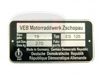 MZ/ES 125 NAMEPLATE /ES125/