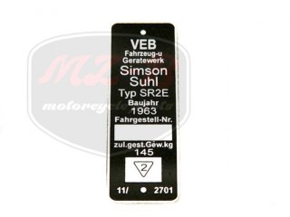 SIMSON SR2E NAMEPLATE /SR2E/