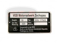 MZ/ES 175/2 NAMEPLATE /ES175/2/