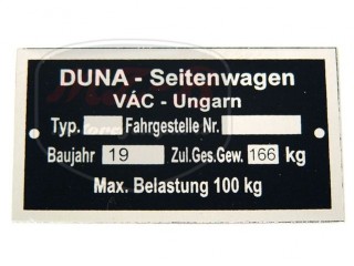 PANNONIA DUNA NAMEPLATE SIDECAR /EXP/