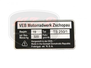 MZ/TS 250/1 NAMEPLATE /TS250/1/