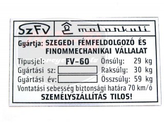 PANNONIA KULI NAMEPLATE /MOTORKULI/