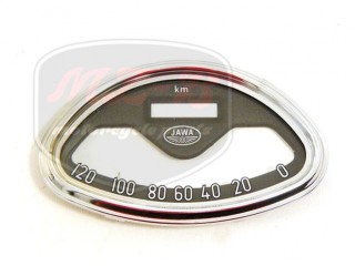 JAWA 250 SPEEDOMETER GLASS+RIM /120KM/H/