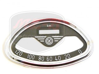 JAWA 250 SPEEDOMETER GLASS+RIM CZ /120KM/H/