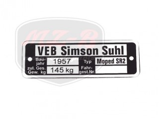 SIMSON SR2 NAMEPLATE /SR2/  /1957/