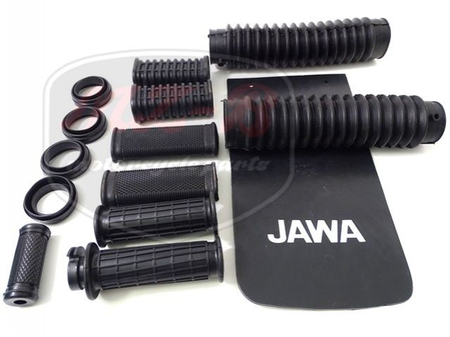 JAWA 350 12V RUBBER SET /FOOTREST RUBBER, HANDLEBAR, MUDGUARD, ETC./ JAWA 350 12V RUBBER SET /FOOTREST RUBBER, HANDLEBAR, MUDGUARD, ETC./