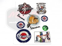 PIAGGIO UNIVERSAL STICKER SET VESPA RETRO 9PCS