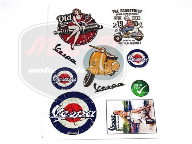 PIAGGIO UNIVERSAL STICKER SET VESPA RETRO 9PCS PIAGGIO UNIVERSAL STICKER SET VESPA RETRO 9PCS