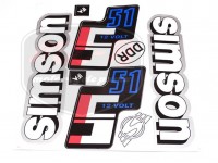 SIMSON 51 DECAL SET S51 12V /WHITE-SILVER-BLUE/