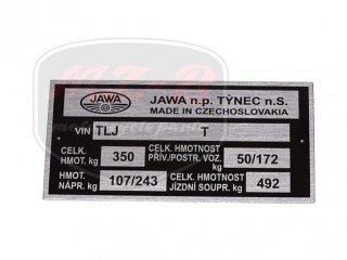 JAWA 350  6V NAMEPLATE /634-638-640/