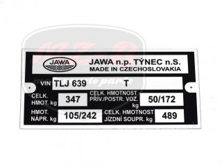 JAWA 639 NAMEPLATE /639/